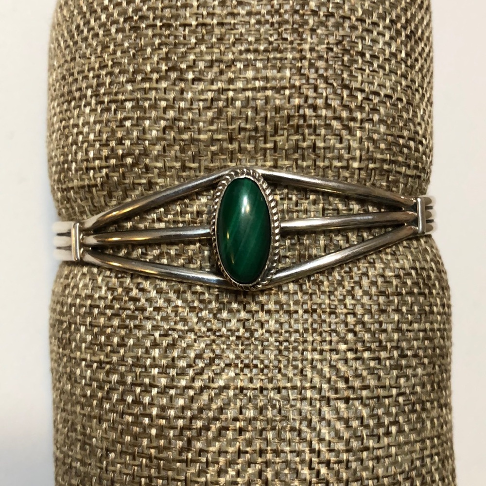 Boho chic sterling silver gemstone bracelet cuff